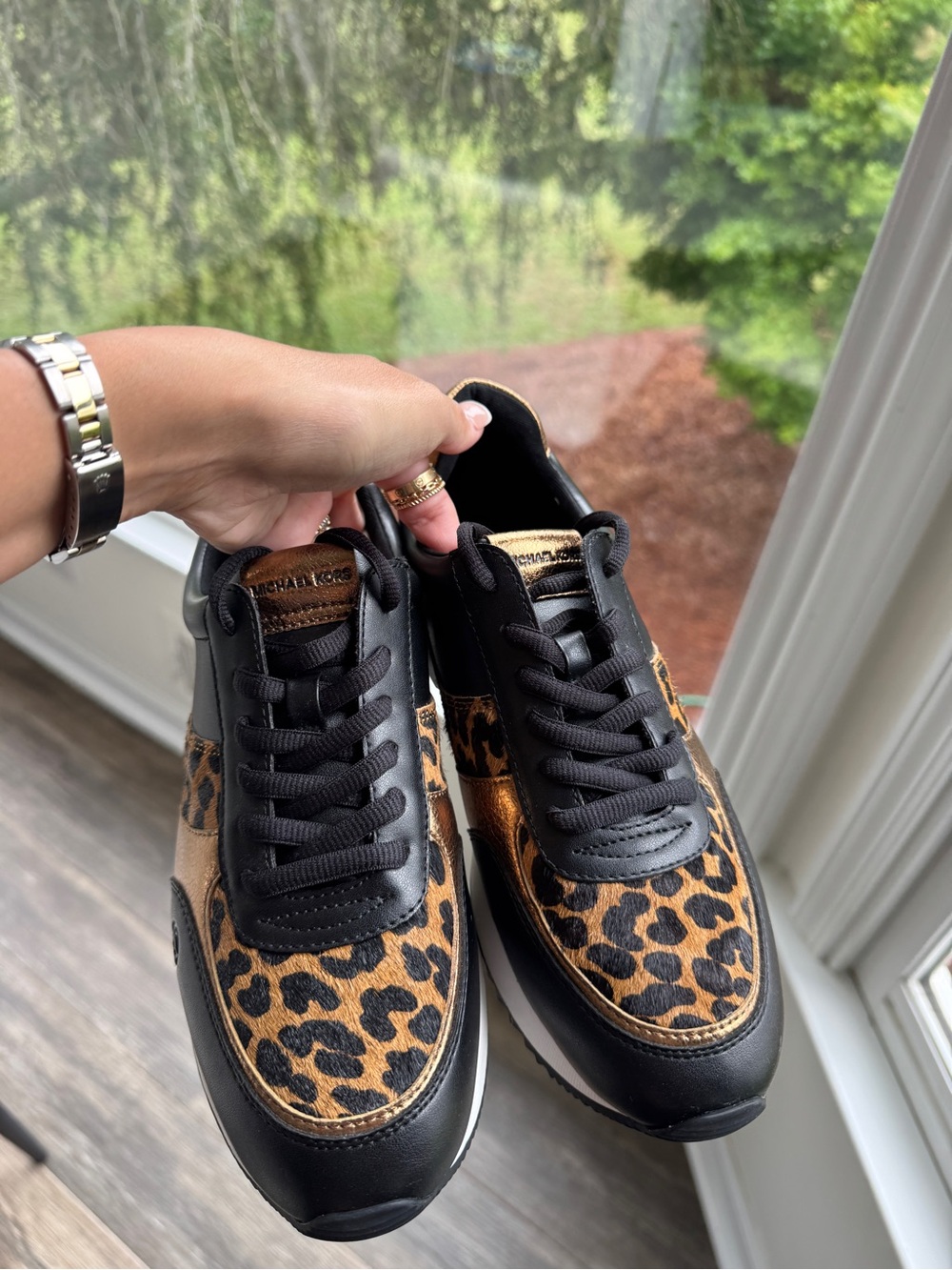 Michael Kors Andi Trainer Sneakers Lace-Up Cheetah Haircalf Leather Deer 8 - Picture 6 of 7